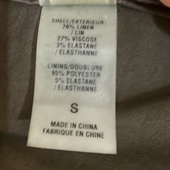 Elie Tahari olive linen blend cropped jacket Overstitching collar size small - Picture 10 of 11